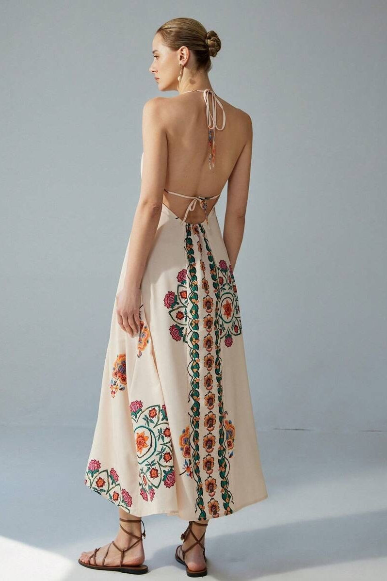 Colorful Floral Maxi Strap Boho Dress image 3