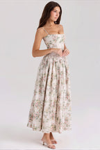 Floral Waist Tie Tube Cami Vacation Maxi Dress image 2