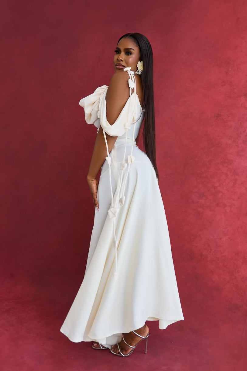 Solid Asymmetrical Shoulder Cowl Neck Cami Maxi Dress image 4