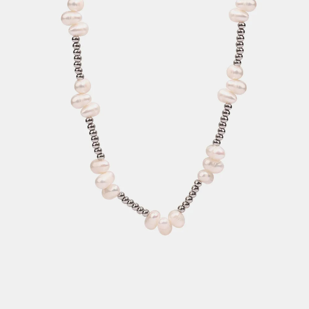 Francesca Bead Necklace detail view styled for Avrienne