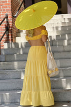 Solid Strapless Tie Ruched Tiered Skirt Sets image 5