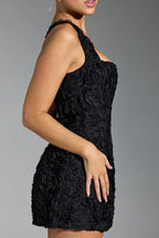 Square Neck Stereo Flower Mini Dress image 3