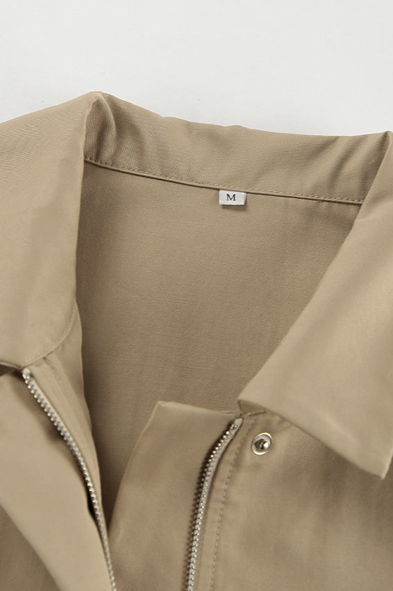 Khaki Biker Loose Fit Coat image 5