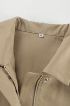Khaki Biker Loose Fit Coat image 5