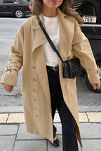 Chic Khaki Longline Double Breasted  Overcoat image 3