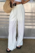 Sexy Solid Sheer Embroidery Drawstring Pants image 1