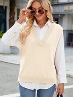 Bianca Sweater Vest detail view styled for Avrienne