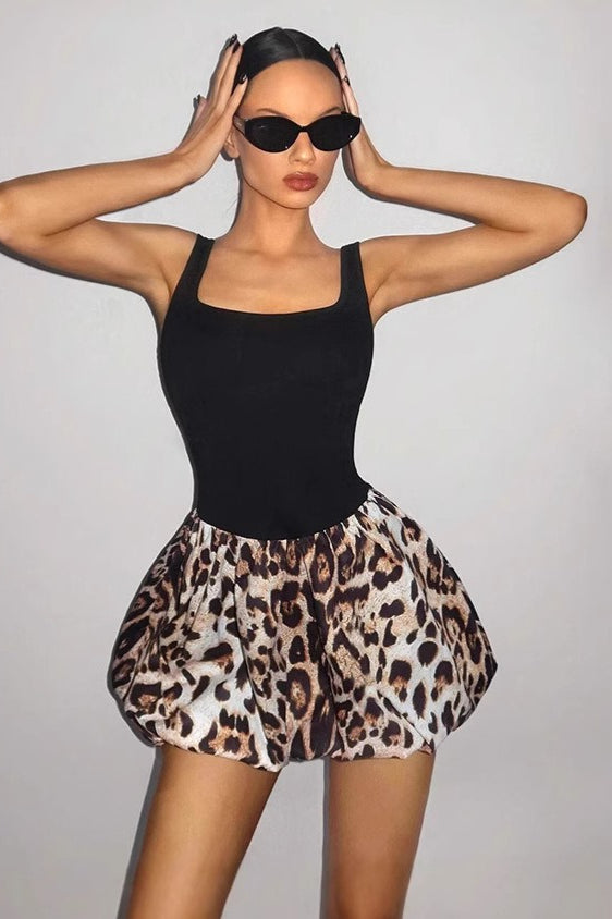 U-Neck Leopard Print Backless Bodycon Mini Dress image 2