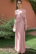 Vintage Ruched High Waist Long Sleeve Maxi Dress image 2