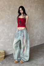 Y2K Light Blue Baggy Denim Jeans image 4