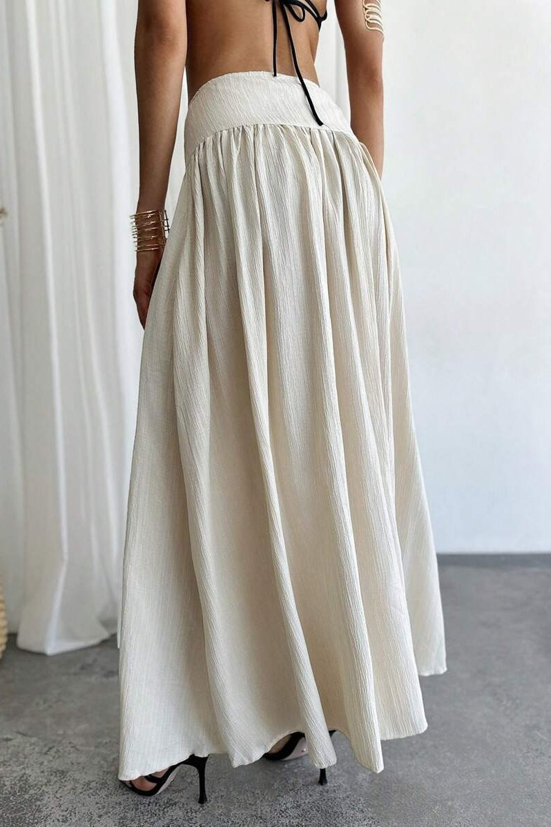 Ruffled High Waist A Line Belted Side Pocket Elegant Skirt image 3