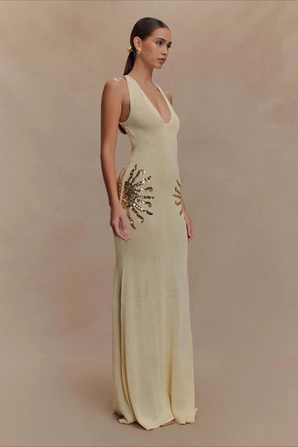 Elegant U Neck Solid Sweater Dress image 2