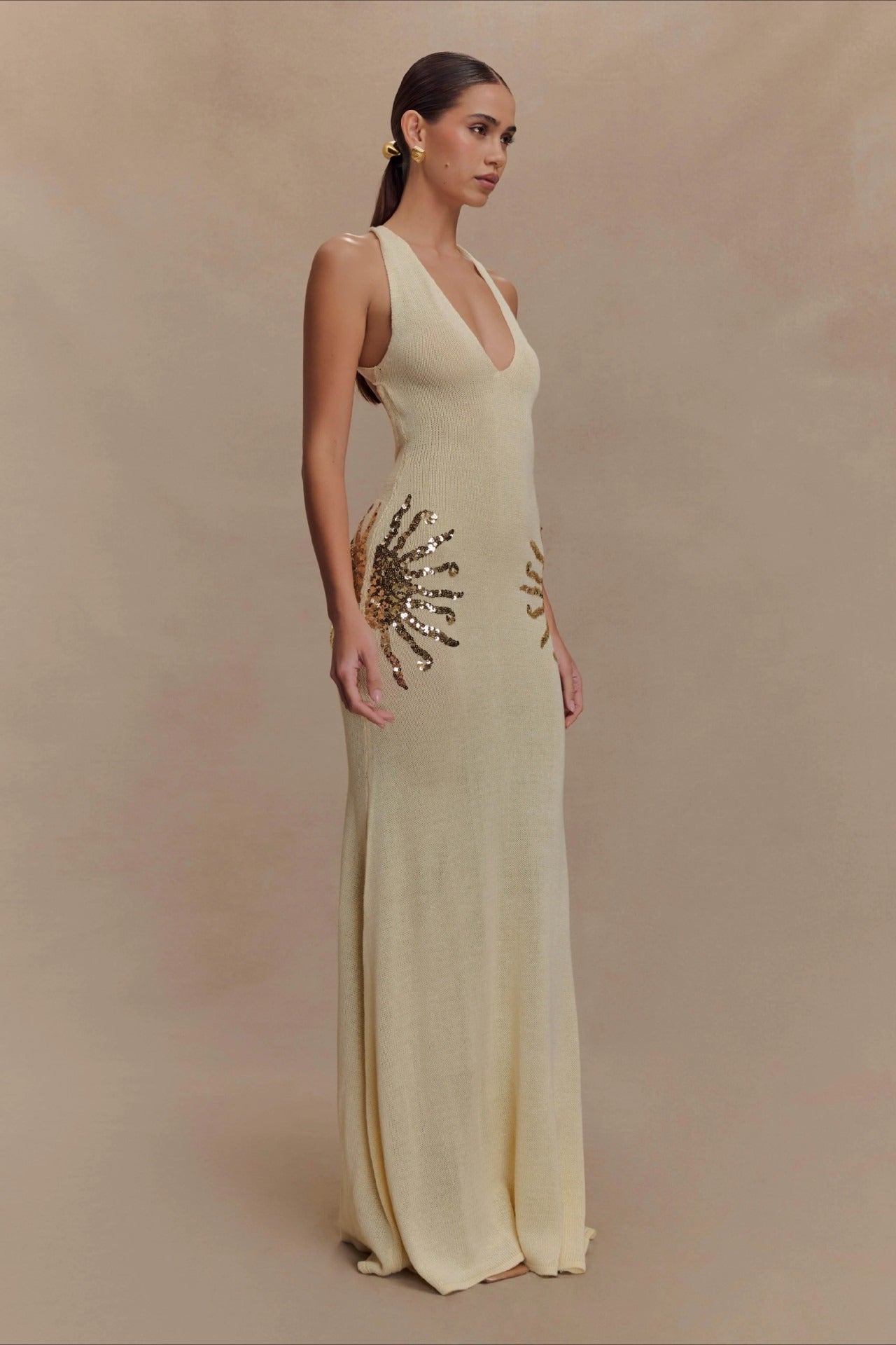Elegant U Neck Solid Sweater Dress image 2