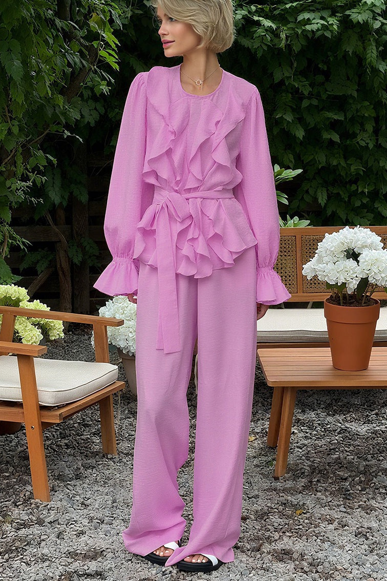Vintage Bell Sleeve Top and Wide Leg Pants Two Piece Set image 7