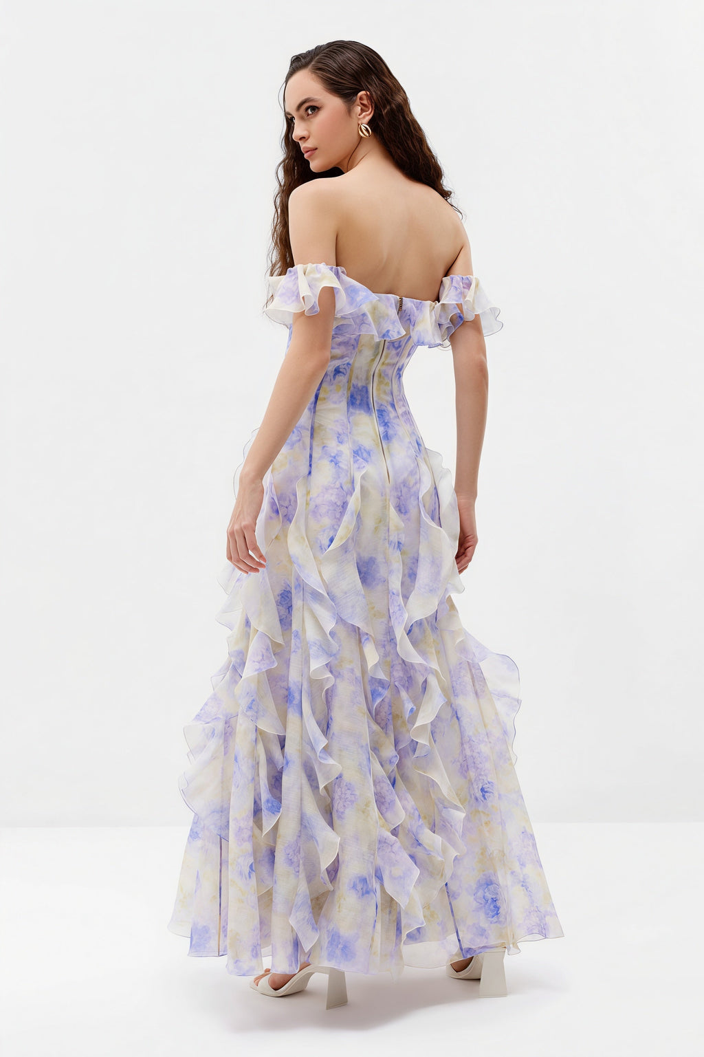 Sheer Ruffle Off Shoulder Beach Maxi Dress image 4