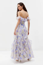 Sheer Ruffle Off Shoulder Beach Maxi Dress image 4