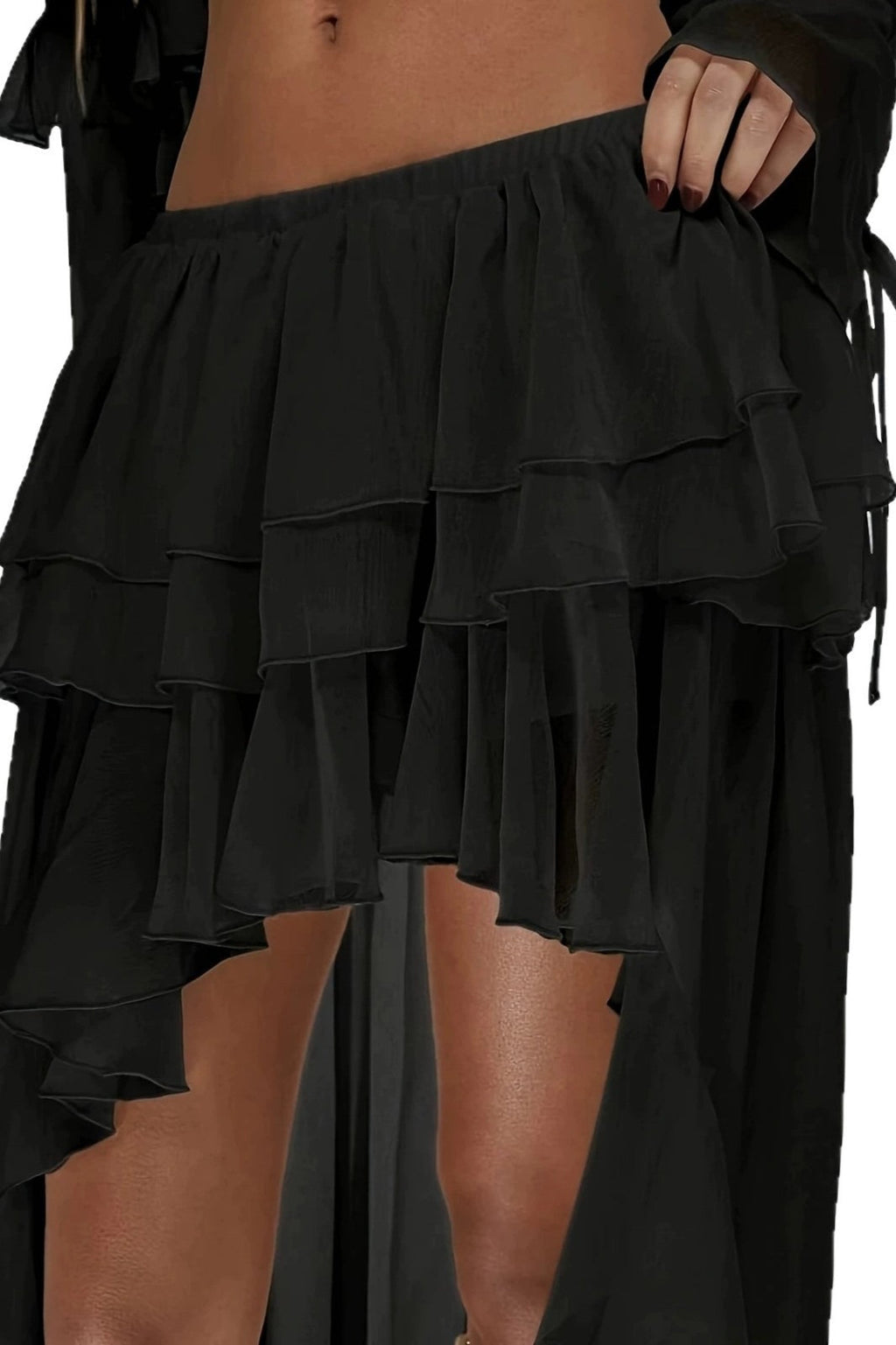 Sexy Waterfall Ruffle Layered Maxi Skirt image 5