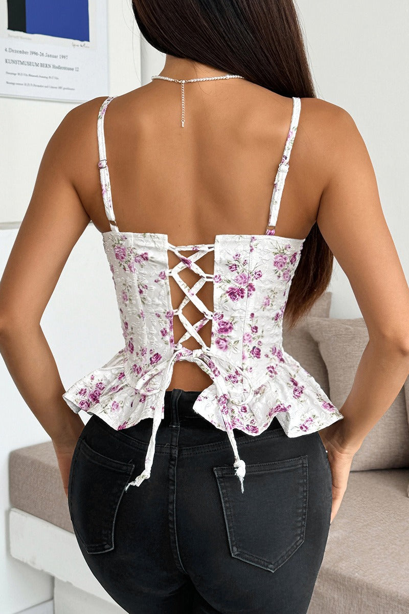 Floral Irregular Ruffle Tie Cami Top image 22