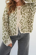 Leopard Print Tie-Front Knit Cardigan image 1