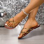 Elena Strappy Sandals detail view styled for Avrienne