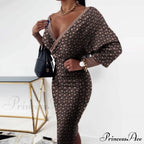 Deep - Party - V-Neck Plaid Gown Long Hip Streetwear Arm Spring Casual Autumn Gown Striped Vestidos image 6
