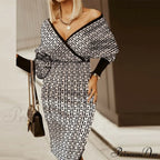 Deep - Party - V-Neck Plaid Gown Long Hip Streetwear Arm Spring Casual Autumn Gown Striped Vestidos image 11