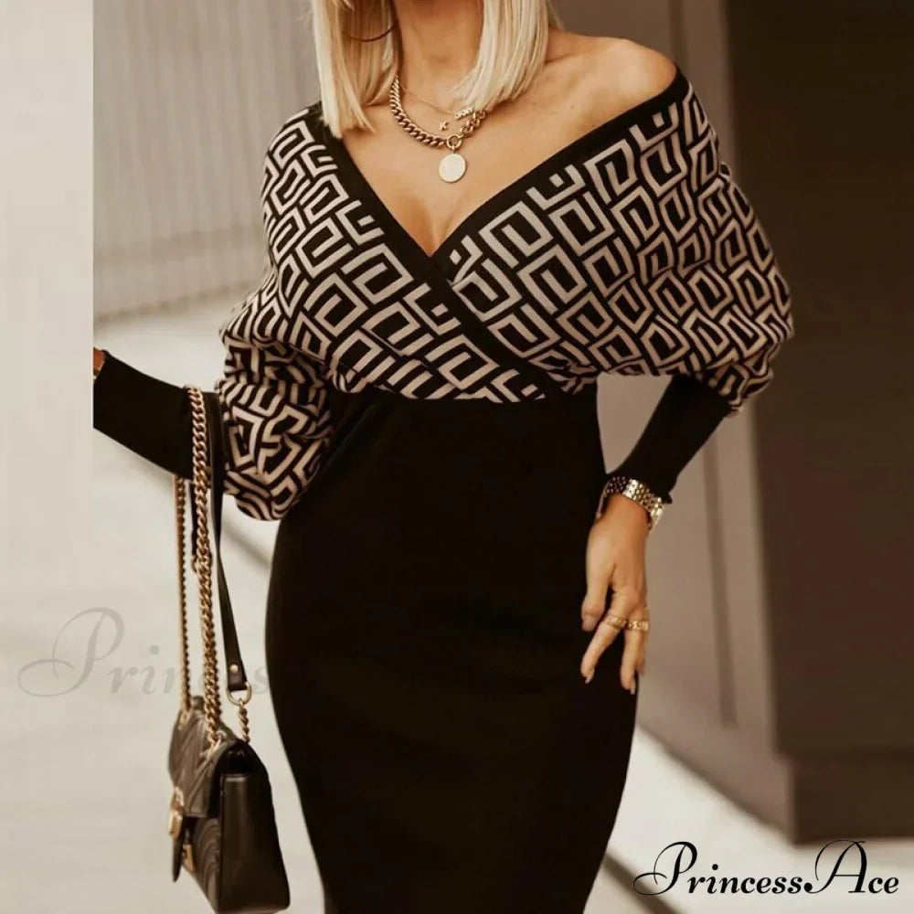 Deep - Party - V-Neck Plaid Gown Long Hip Streetwear Arm Spring Casual Autumn Gown Striped Vestidos image 7