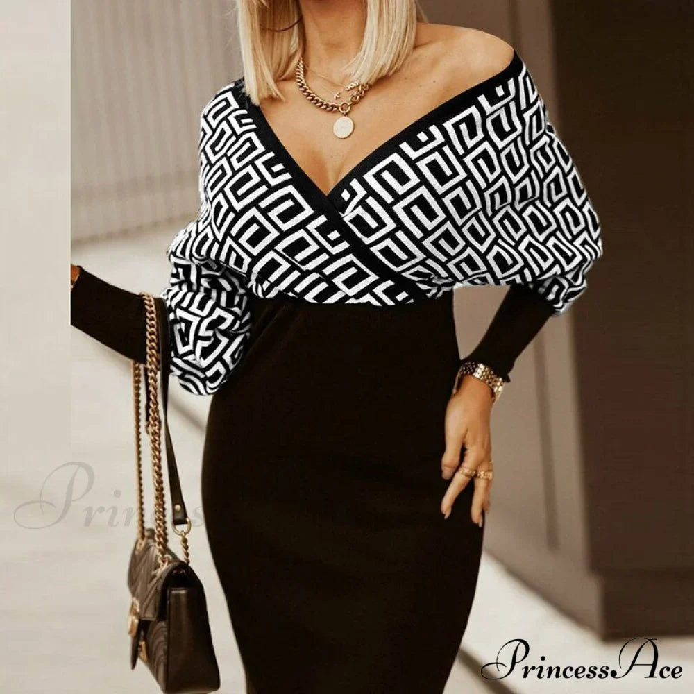 Deep - Party - V-Neck Plaid Gown Long Hip Streetwear Arm Spring Casual Autumn Gown Striped Vestidos image 10