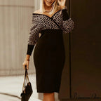 Deep - Party - V-Neck Plaid Gown Long Hip Streetwear Arm Spring Casual Autumn Gown Striped Vestidos image 2
