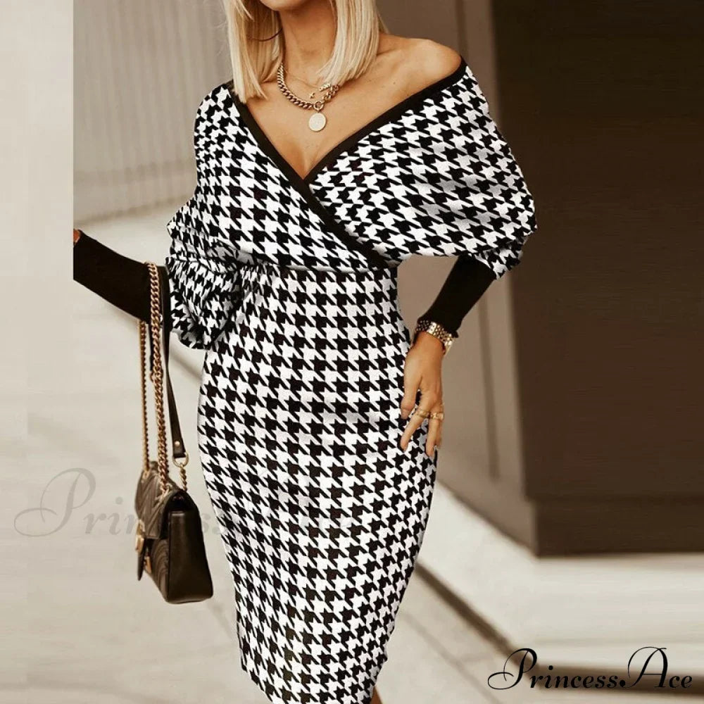 Deep - Party - V-Neck Plaid Gown Long Hip Streetwear Arm Spring Casual Autumn Gown Striped Vestidos image 8