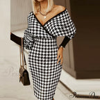 Deep - Party - V-Neck Plaid Gown Long Hip Streetwear Arm Spring Casual Autumn Gown Striped Vestidos image 8