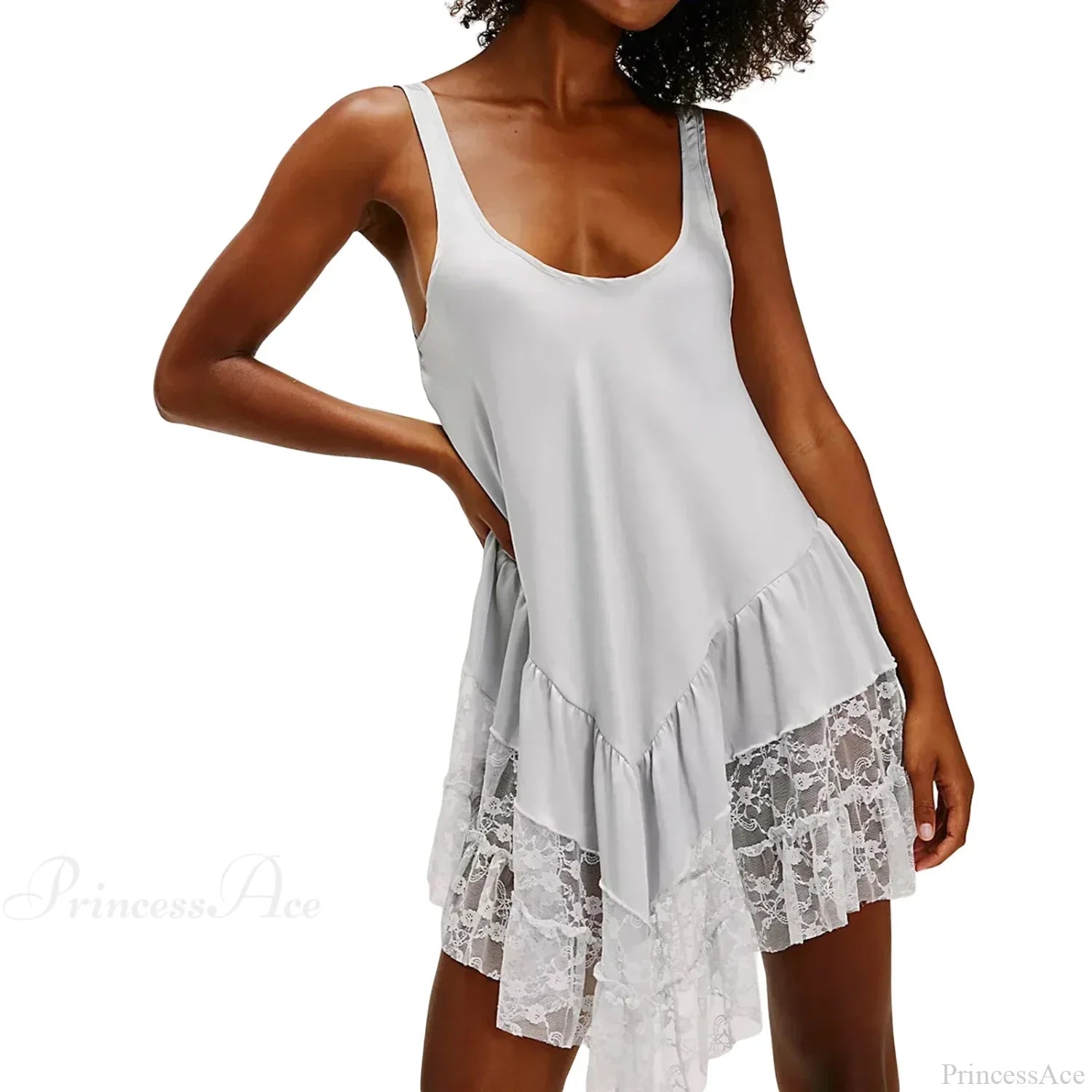 Deep U-Neck Ruffled Mini Dress image 11