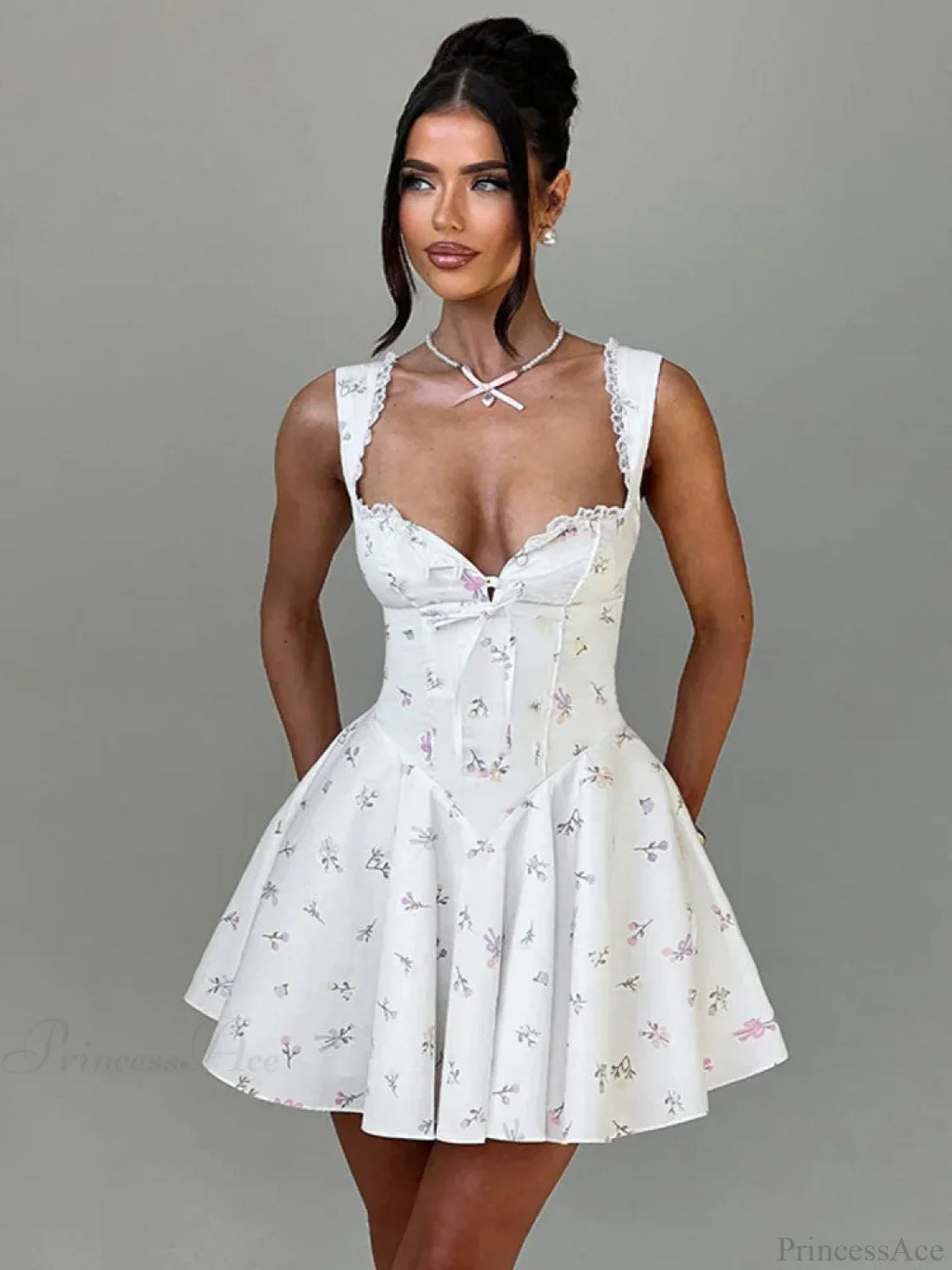Deep V Backless Pleated Mini Dress image 4