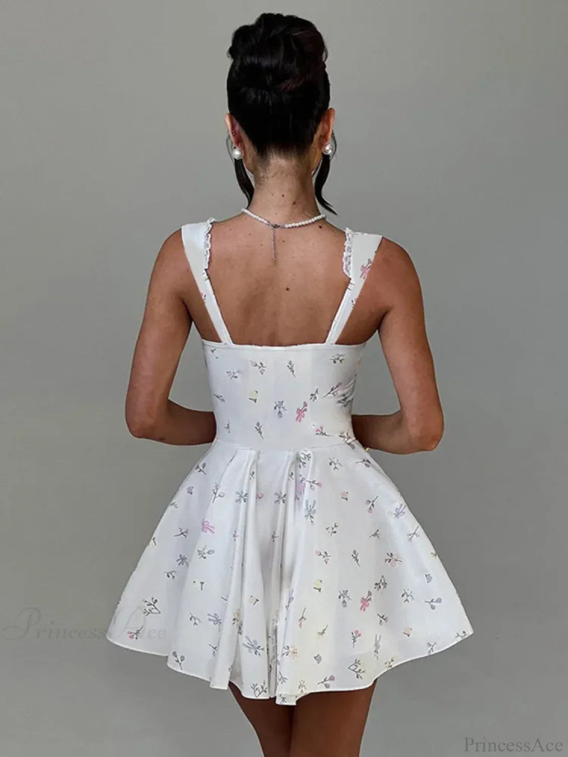 Deep V Backless Pleated Mini Dress image 2
