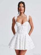 Deep V Backless Pleated Mini Dress image 6