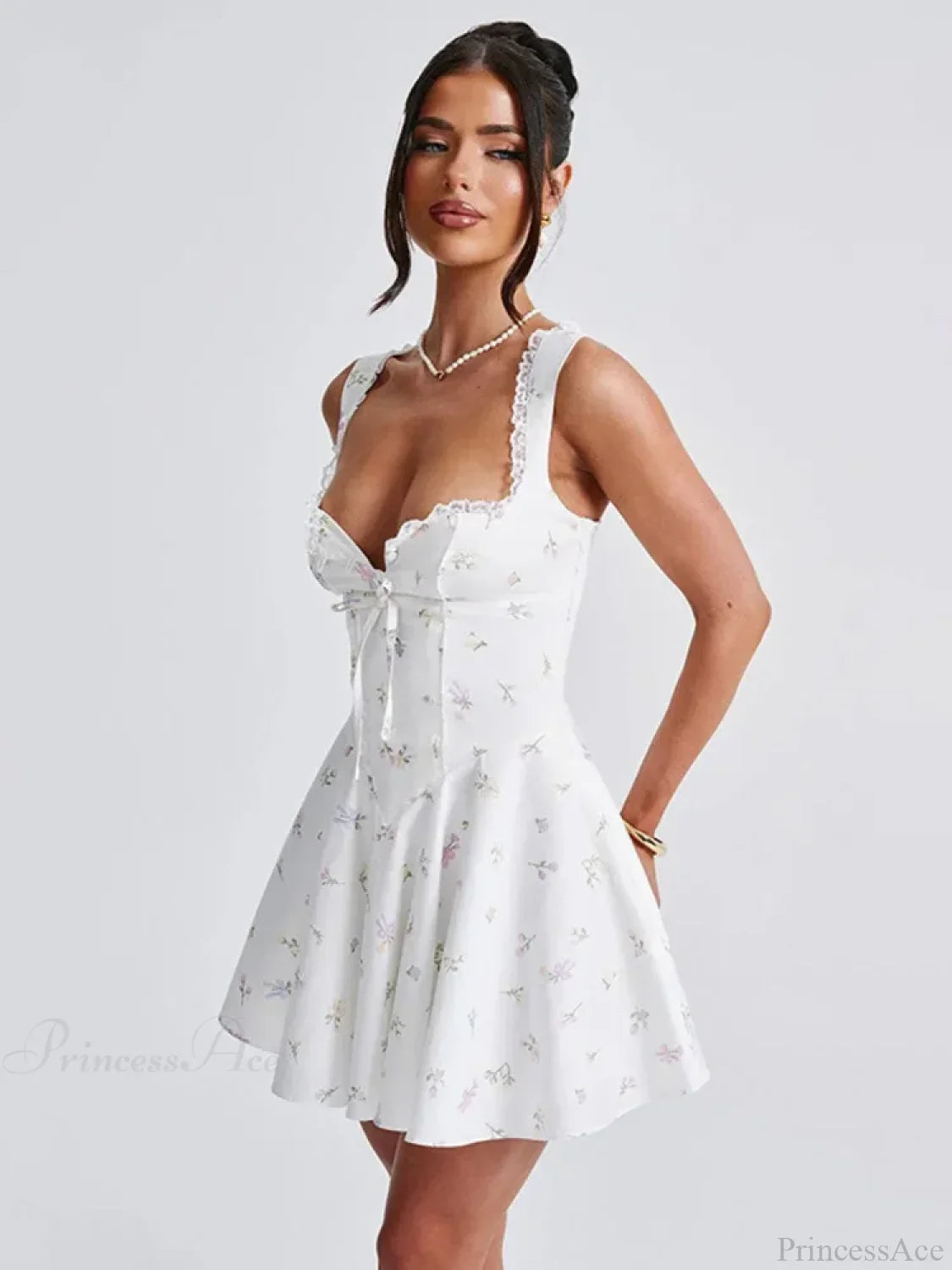 Deep V Backless Pleated Mini Dress image 5