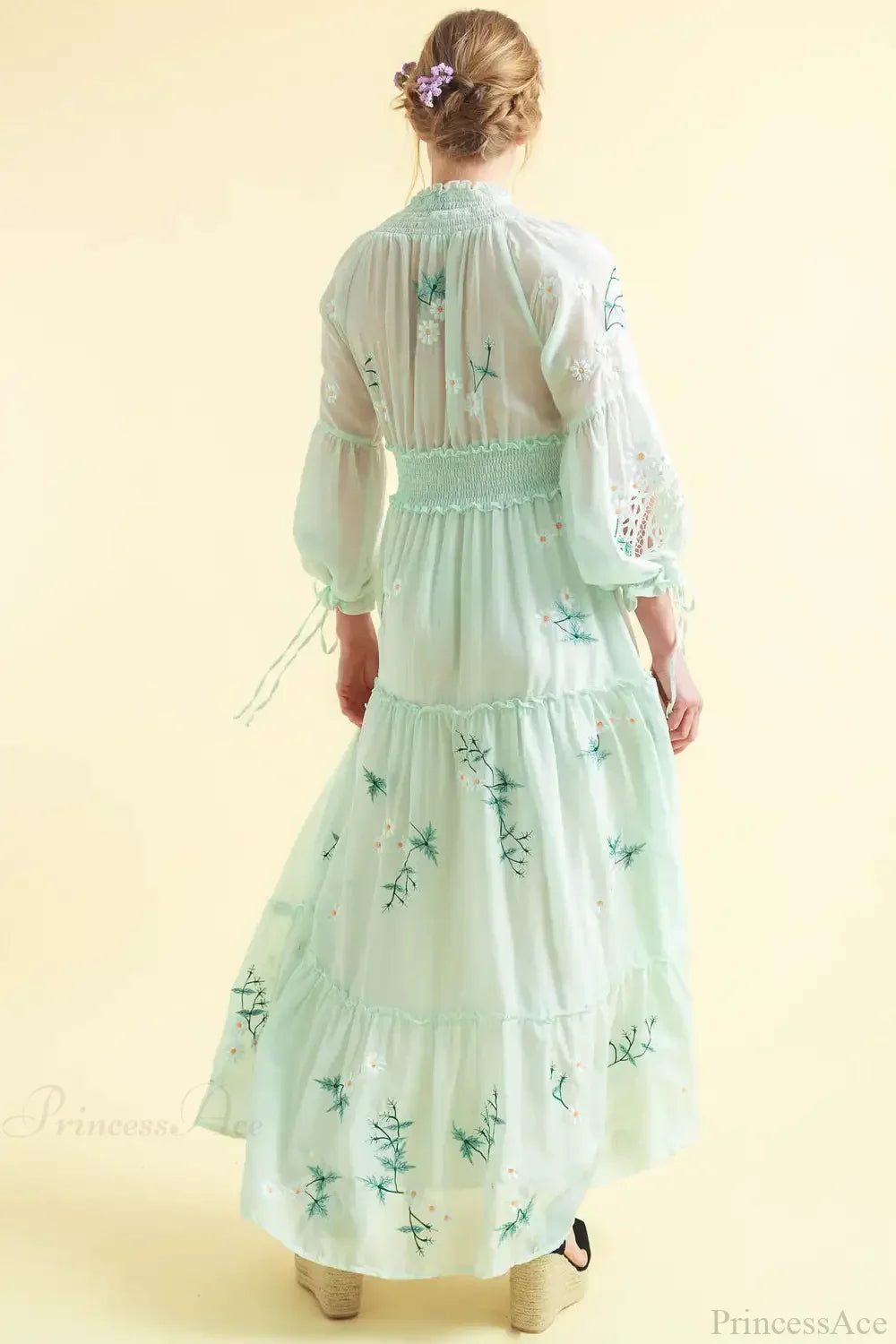 Deep V Long Sleeve Casual Dress image 2