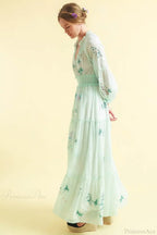 Deep V Long Sleeve Casual Dress image 3