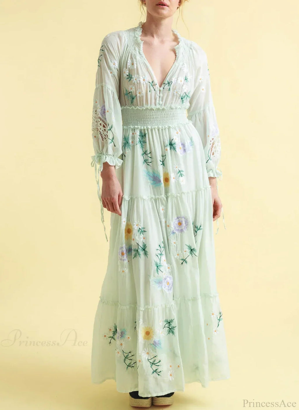 Deep V Long Sleeve Casual Dress image 1