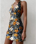 Deep V-Neck Floral Mini Dress image 4