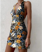 Deep V-Neck Floral Mini Dress image 3