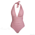 Deep V-neck Halter Backless One Piece Set image 12