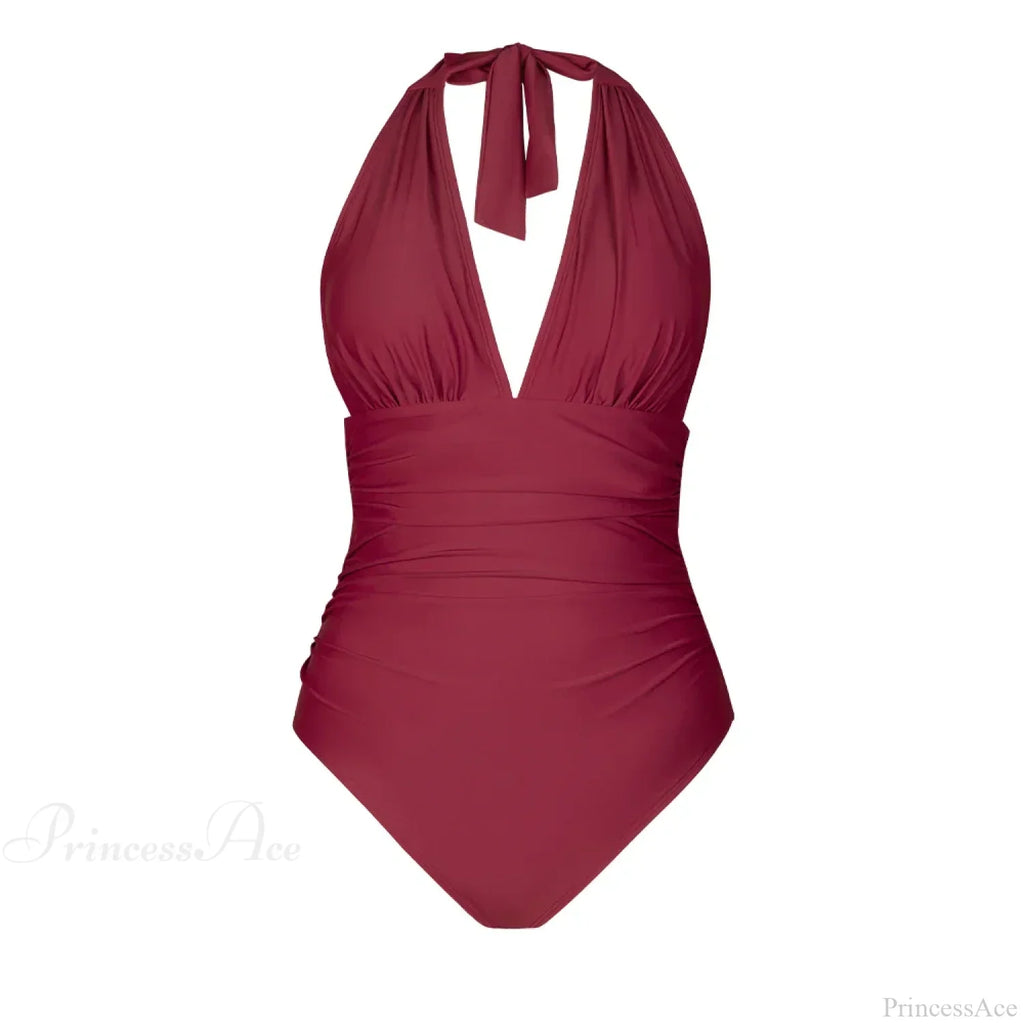 Deep V-neck Halter Backless One Piece Set image 15