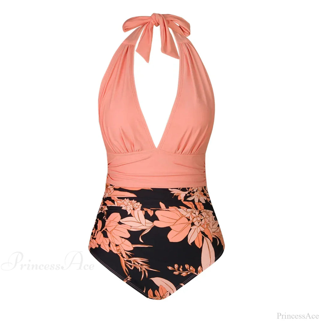 Deep V-neck Halter Backless One Piece Set image 4