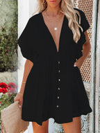 Deep V-Neck Ruffle Lace Up Beach Cover Up image 5