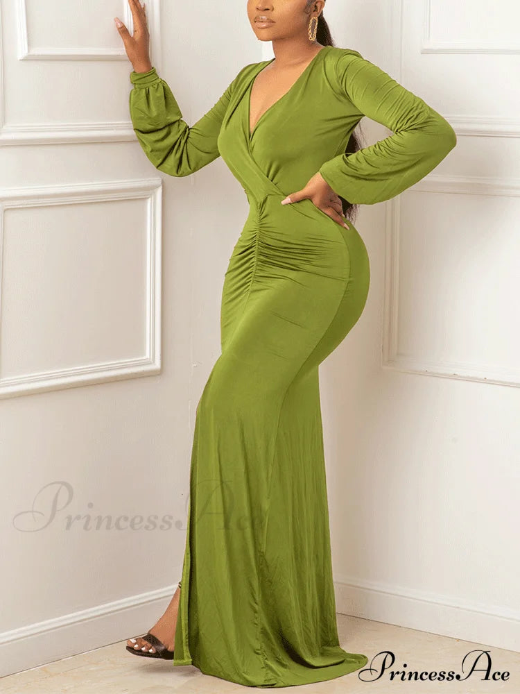 Deep V-neck Sequins Trendy Slit Maxi Dress image 13