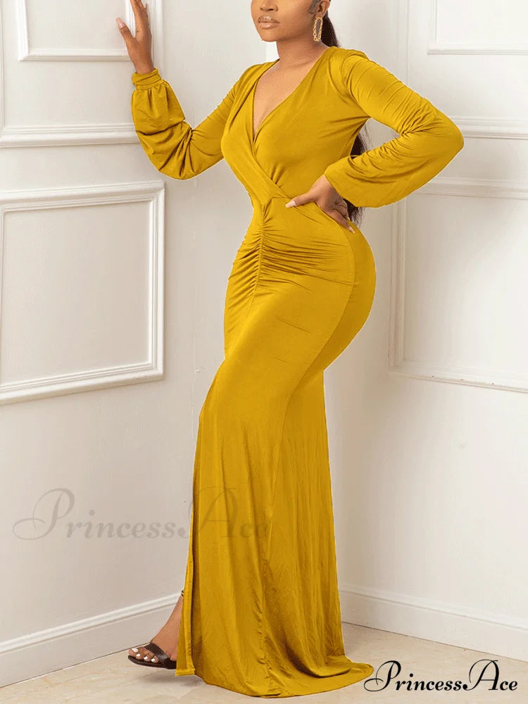 Deep V-neck Sequins Trendy Slit Maxi Dress image 11