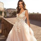 Deep V-Neck Sexy Satin Wedding Dress image 2