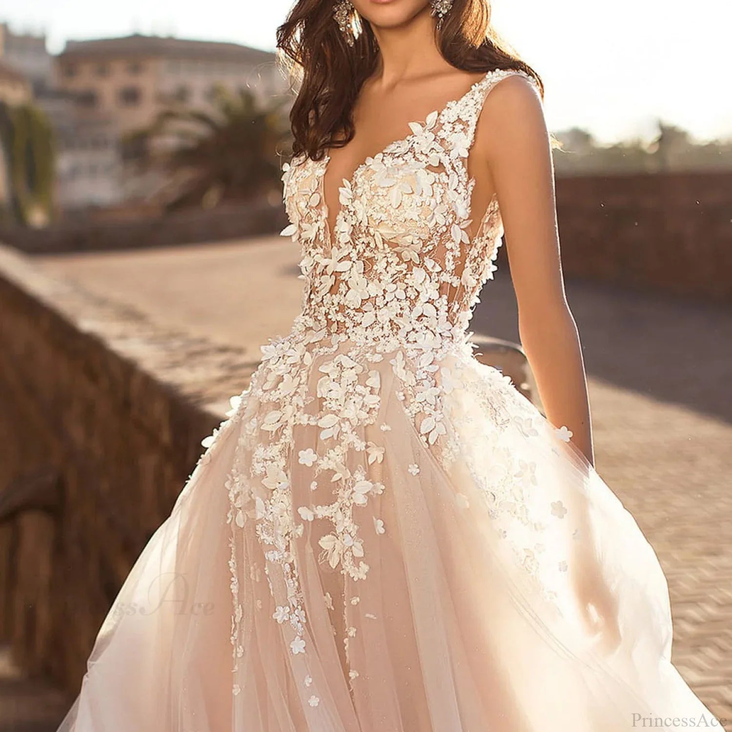 Deep V-Neck Sexy Satin Wedding Dress image 4