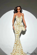Deep V Neck Slim Waist Cami Floral Dress image 1
